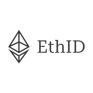 A minimalist logo featuring the Ethereum diamond symbol next to the text 'EthID' on a white background.
