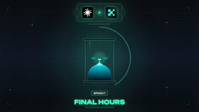 A dark digital graphic displaying a stylized hourglass icon with the text 'EPOCH 1 FINAL HOURS' and 'Don't leave your points behind.'