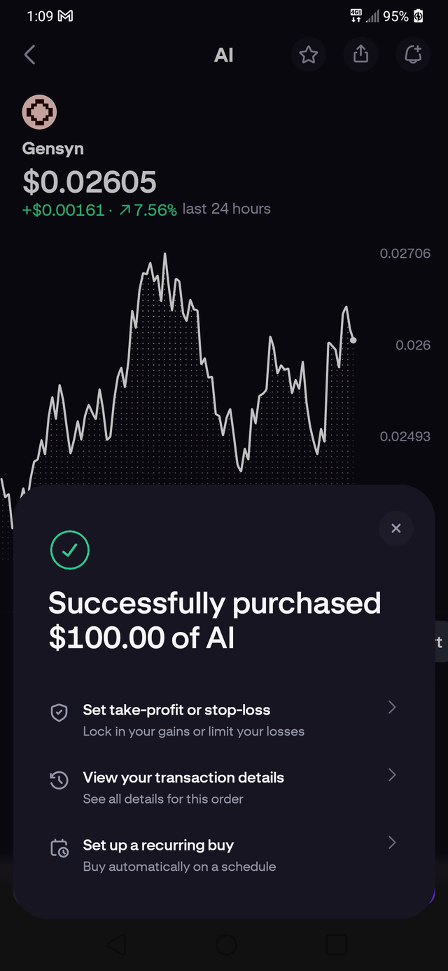 This is an advertisement for a cryptocurrency called AIL, which appears to be a form of Bitcoin. It seems like a successful purchase has been made and the user has received their money back into the wallet they used for transactions. The photo shows a phone screen with the app in question displayed, along with text that provides information about how to use it.
