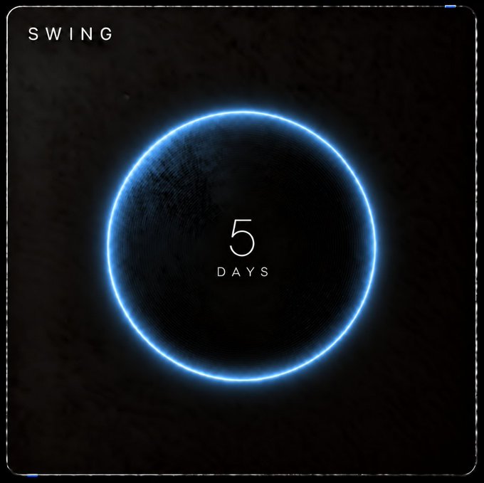 A dark graphic with a glowing blue circle and the text 'SWING' and '5 DAYS' in the center.