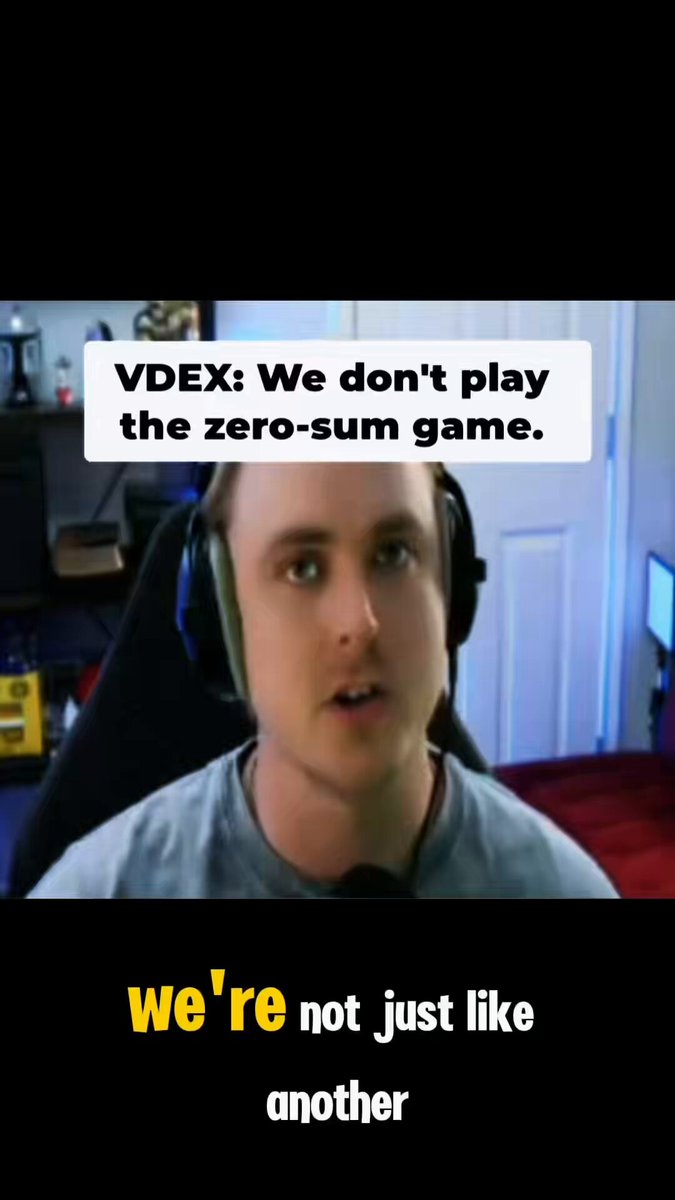 The image features a man wearing headphones, with his face partially visible behind them. The caption of the image reads "We're not just like another" which seems to be a reference to the post about video game Zero-sums.