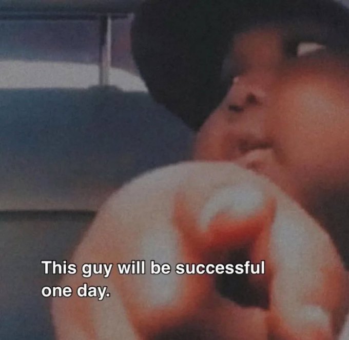 A meme showing a close-up of a young boy on a bus with his face pressed against the window, overlaid with the text "This guy will be successful one day." The image humorously suggests a young passenger will achieve greatness, fitting the "GM legends" post theme of highlighting rising or iconic stock traders/figures.