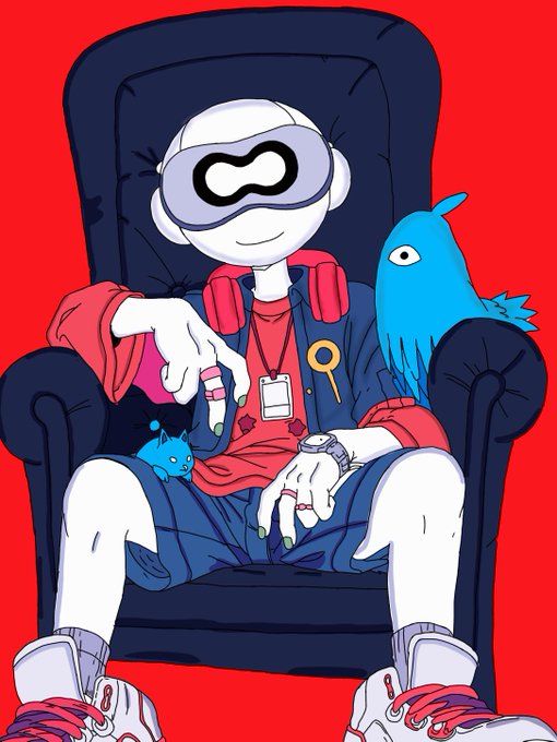 A cartoon character wearing an infinity-symbol VR headset lounges in a chair alongside blue creatures, appearing to be immersed in a digital world—visually reinforcing the post's point that validator rewards extend beyond just staked ETH to include network performance and connectivity, much like how an immersive experience depends on more than just the hardware alone.