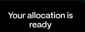 A black banner displays the white text "Your allocation is ready," signaling that a cryptocurrency airdrop or reward has been allocated to the user. This image relates to the accompanying post, which lists 7 currently open airdrops, including TreadFi and GRVT, that users can check and claim to add value to their crypto wallets.