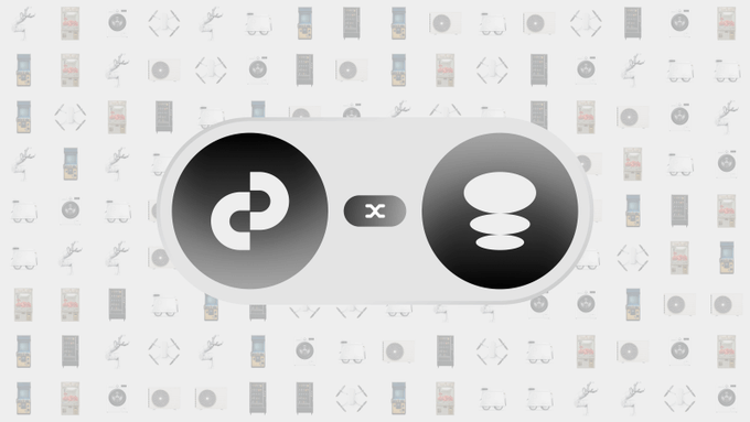 A graphic showing a logo combining a stylized 'C' or 'CP' symbol with a stacked coin icon on a black background, surrounded by a repeating pattern of fashion and lifestyle icons.
