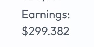 A screenshot showing earnings of $299.382.