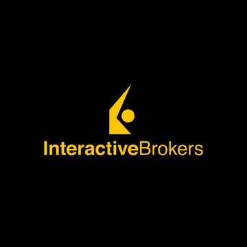 The image shows the Interactive Brokers logo, featuring a stylized yellow figure and the company name "InteractiveBrokers" on a black background. This relates to the announcement as the multi-asset brokerage (@IBKR) launching $ETH staking services for eligible clients.