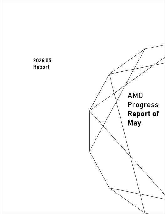 The image features a white background with black text that reads "AMO Progress Report of May". The text is arranged in a way that makes it easy for the viewer to understand the content, which appears to be an activity report or summary from the AMO organization.