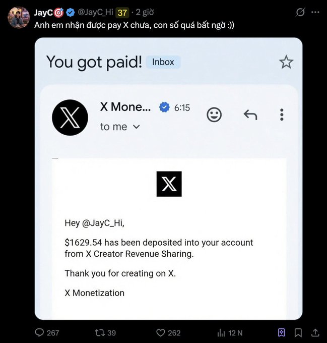 The image shows a social media post from a user named Jay C. He has just opened an app called X, which is related to payments or money management. The post includes multiple mentions of users with huge PayX balances, and there are various emojis used throughout the conversation. The account creator appears to have received $162.54 from another person, who has deposited their payment into Jay C. This message suggests that the user is trying to emphasize the popularity or success of this particular app for X and its users in the online space.