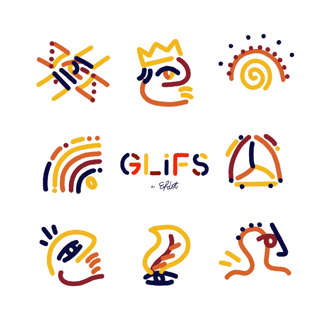 The image features a collection of nine different logos, each representing a unique concept or idea. The logos are arranged in a square format against a white background, making them stand out prominently. The logos include various elements such as a crown, a bird, a flame, and other symbols that represent different concepts like "glifs", "EfdotStudio", "focus on what is in the image", and "@EfdotStudio". These logos showcase creativity and artistic expression, demonstrating how ideas can be visually represented through simple yet powerful designs.