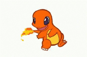 The image features an orange cartoon character, likely a Pokemon, holding a piece of pizza with its paws. The character appears to be smiling as it holds the pizza. The background of the image is white, which contrasts with the vibrant colors of the character and the pizza. There are no other objects or text in the image besides the character and the pizza.