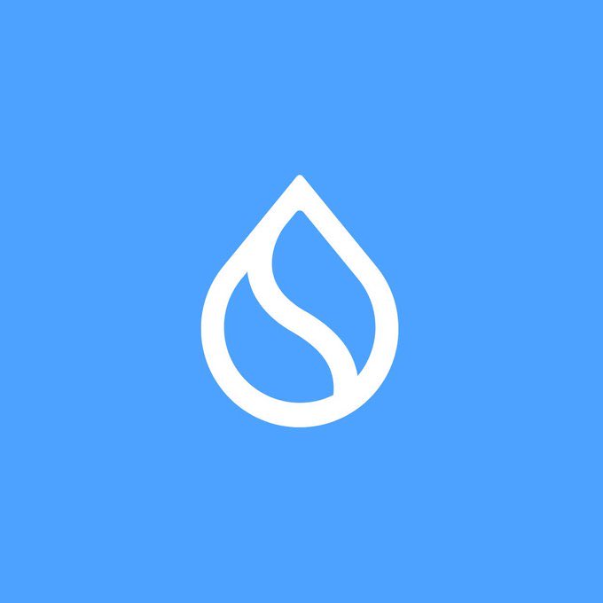A simple white water drop logo on a light blue background, the Sui blockchain logo.