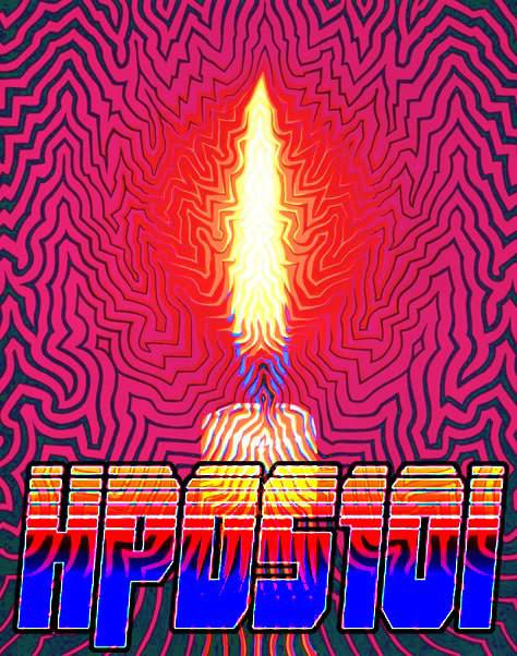 A vibrant, psychedelic illustration features a central, stylized flame in yellow and red against a wavy magenta background, with the large text 'APATSU' at the bottom in a blue-to-yellow gradient.