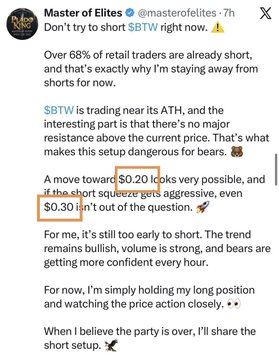 $BTW  reached #0.2 The price of pure strategy Wanna follow my trades?. #crypto #binance #BTW #signal .Focus on what is in the image and how it relates to the post."
