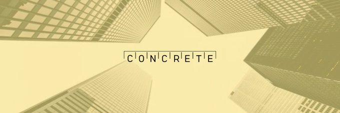 A stylized image of skyscrapers shot from below in muted olive tones features the stylized text "COINCRETE" in a bordered box at the center. The towering buildings symbolize the institutional and structural "systems" referenced in the post, contrasting with surface-level yield numbers that often mask underlying risks like leverage and liquidity traps.