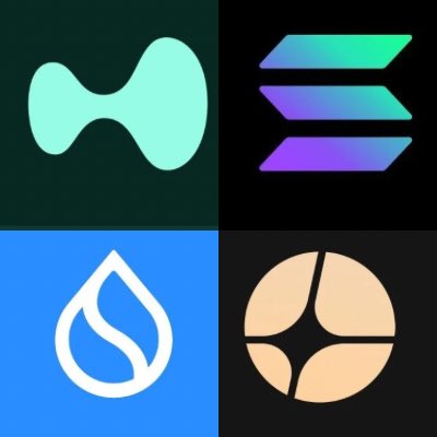 The image features four logos, each representing a different company or cryptocurrency: a blue logo symbolizing "SOL", a white logo symbolizing a token called "SOL", an orange circular logo representing "SUI", and a green circular logo representing "SKE". The first two logos are aligned vertically in the top left corner of the image. The next logo appears to be the third one, but it is not clear which company or cryptocurrency it represents just by looking at it. The fourth logo is positioned horizontally on the bottom right side of the image and has a different color scheme compared to the others. However, all four logos seem to have something in common: they are related to either blockchain technology or cryptocurrencies. Based on these clues provided within the post, we can infer that the most likely token represented by "SOL" is Ripple, given its association with blockchain technology and its presence as a leading cryptocurrency.