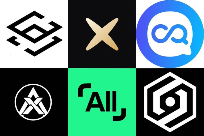 A grid of six crypto/Web3 project logos, including Allox (gold "X" on black), Loqua (blue gradient), Arbidex, AllScale ("All"), and two other geometric emblems, paired with the project's daily check-in links for Allox, Orbinum, Loqua, and AllScale.
