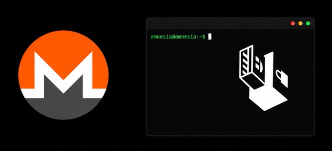 The image features a computer screen with an open web browser window, displaying a message that reads "Monero hides your transactions. Tails hides you". The text appears to be in a foreign language or script.