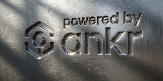 The image features a silver metal sign with the words "powered by @ankr" written on it. The sign has a metallic sheen that gives it an industrial look. The background of the image is white, which contrasts nicely with the silver color of the sign and makes it stand out. The text on the sign reads "powered by @ankr", indicating that the sign is associated with @ankr, possibly a company or organization related to RPCs for Stellar.