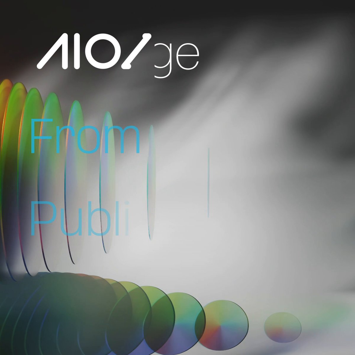 The image features a poster with a black background that says "AIOZ Storage brings more than storage to your workflows." The poster also includes text about a website called Publi, which is related to the content of the image.