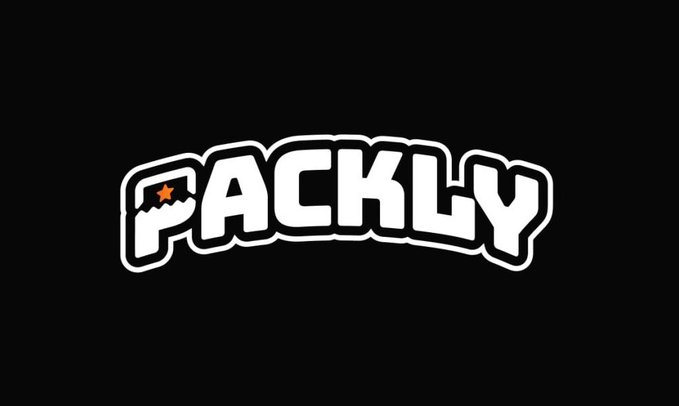 A stylized text logo reading 'PACKLY' in white bubble letters on a black background.