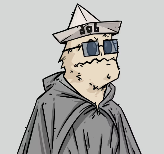 The image features a cartoon character wearing a gray hoodie with a white hat that has "DOB" written on it. This character appears to be a person or an animal, possibly a dog, dressed for cold weather conditions. The character is also wearing sunglasses and glasses, giving them a unique appearance. The post about the Compass wallet service shutdown seems unrelated to this image at first glance but upon closer inspection, there are connections between the two. The character in the image could be seen as a symbol of resilience or adaptability, much like the dob NFT that was popular among SEI community members back in 2023. This dob NFT has since migrated from SEI to ETH Mainnet and is now at rock bottom but shows no signs of giving up on its mission.