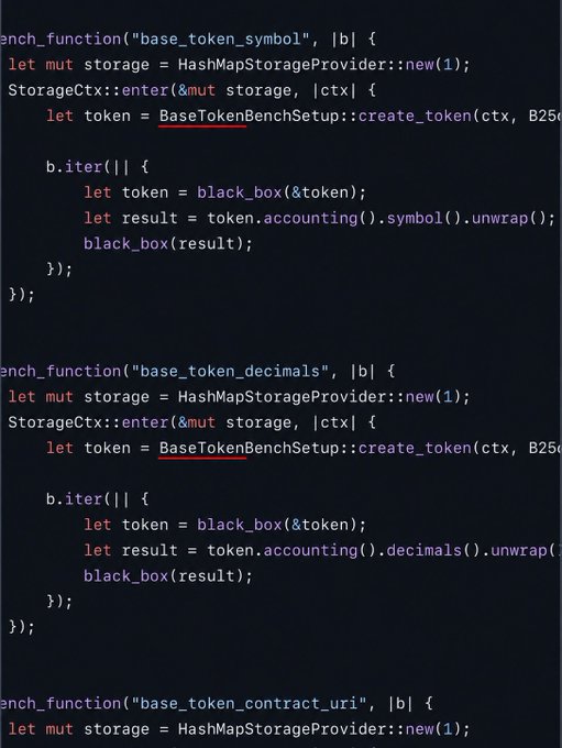 The image features a dark blue computer screen with a code written in black text against a white background. The code appears to be related to cryptocurrency, as indicated by the title "Base::tokens::storage::base::storage::provider::new(...)". There are multiple lines of code on the screen, and it seems that the image is being used for educational purposes or to discuss the intricacies of cryptocurrency development.