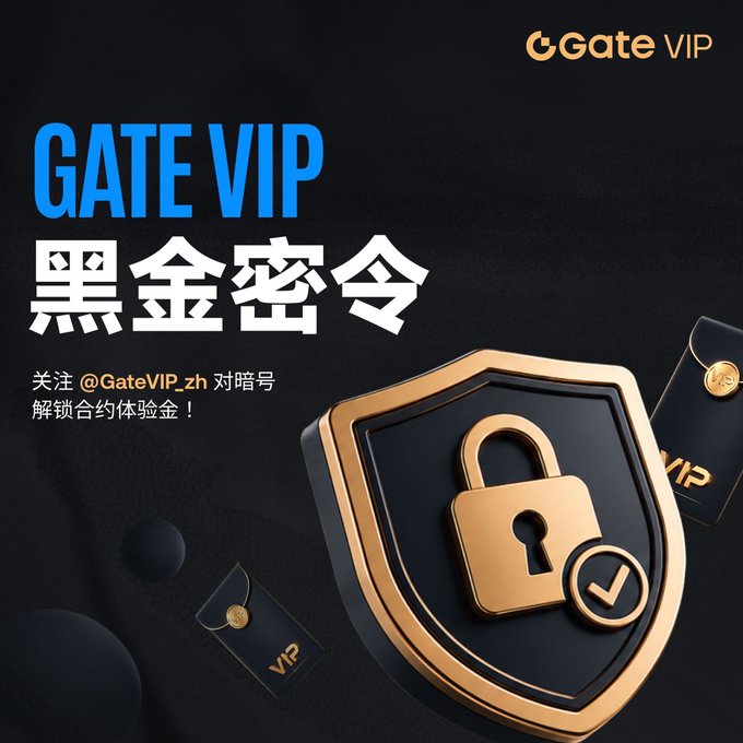 The image features a shield with a lock on top, surrounded by gold coins. The shield has a lock symbol on it, indicating that it is a security measure or protection for something valuable. Below the shield, there are several gold coins scattered around, adding to the overall theme of wealth and protection. The post appears to be promoting Gate Vip services, as indicated by the use of Chinese characters in the image description.