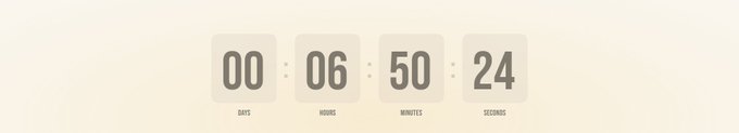 A vintage-style flip clock countdown displays "00 DAYS : 06 HOURS : 50 MINUTES : 24 SECONDS," visually reinforcing the post's mention of "7 hours left" as the timer ticks down to the much-anticipated event.