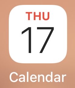 A calendar app icon displaying 'THU 17' with the word 'Calendar' below it on a peach-colored background.