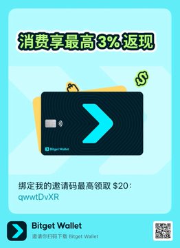 A promotional ad for Bitget Wallet featuring a dark card design, advertising "消费享最高3%返现" (up to 3% cashback on spending) with referral code "qwwtDvXR" offering up to $20 reward for binding. The image relates to the accompanying Chinese post sharing tips for registering a new Bitget Wallet U-card, including using Southeast Asian address proofs and trying different address generators like addrproof.vip.