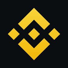 Binance logo featuring the yellow/gold diamond-shaped emblem on a dark background.