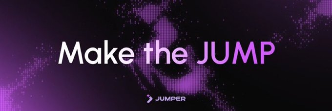 A purple promotional banner with halftone dot graphics displaying the text 'Make the JUMP' along with a small 'JUMPER' logo at the bottom.