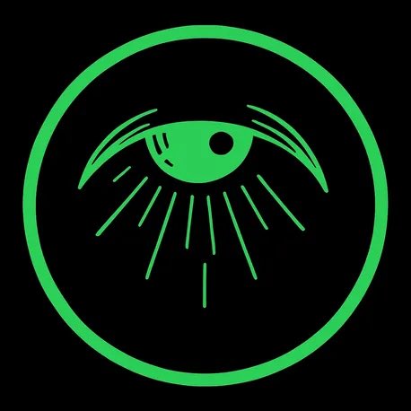 The image is a green "All-Seeing Eye" emblem enclosed in a circular border, displayed against a black background. It serves as a visual cue of revelation or warning in the post, suggesting the author is "illuminating" a hidden opportunity for viewers to buy $CULT grails on the XRPL within the given 24-hour window.