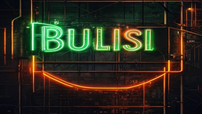 A neon sign displays the word "BULLISH" in glowing green and orange letters, with a curved underline resembling a smile, set against a dark industrial background. The bullish imagery reinforces the post's optimistic sentiment toward SOL and BTC as strong long-term bets, amplifying the cycle's confident outlook.