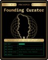 A small, blurry low-resolution screenshot showing a 'Founding Curator' page with a stylized silhouette and small unreadable text.