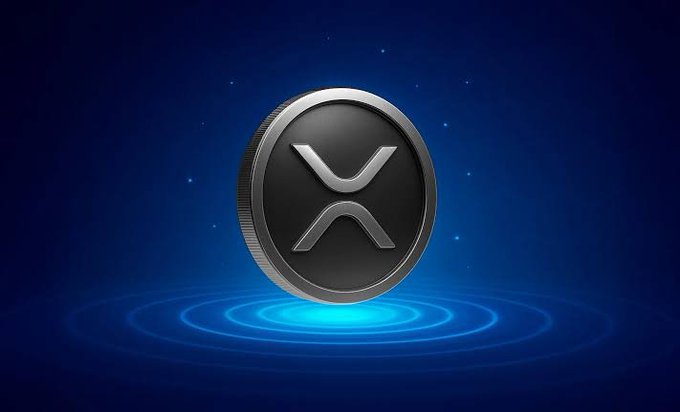 A silver and black XRP coin hovers against a dark blue background with glowing concentric circles, symbolizing Ripple's expansion across Europe. The image represents the @Ripple brand and its XRP token, which now benefits from full MiCA CASP licensing in Luxembourg, enabling regulated crypto services throughout all 30 EEA countries.