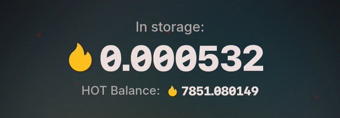 The image displays a user's HOT token wallet showing a "HOT Balance" of 7851.080149 tokens, with only 0.000532 currently in storage. This visual supports the post's concern about HOT Token's lack of transparency, as it highlights the user's accumulated balance that remains unclaimable, illustrating the frustration of miners who have spent months earning tokens with no official TGE, airdrop date, or clear communication from the project.