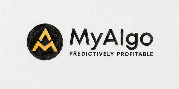 A logo for "MyAlgo" with the tagline "PREDICTIVELY PROFITABLE" features a black circle containing a stylized yellow "A" symbol, rendered in a watercolor or hand-painted style on a textured white background.

The image relates to the post as the branded logo of MyAlgo Tech, the trading platform mentioned for setting up structured alerts and backtested setups that enable systematic, emotion-free execution during volatile markets.