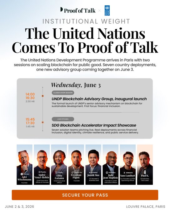 The image features a poster with a group of people standing next to each other, likely representing different startups pitching their ideas at an event. The text on the poster indicates that there are 7 startups pitching at this event, and they are building on @cardano good luck. The poster also mentions that the event is taking place in Paris, France, which is where the post was created.
