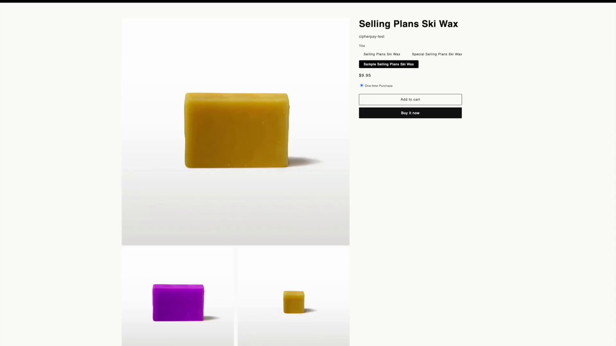 urn of yellow soap with purple lid, selling place ski wax on a white background.
