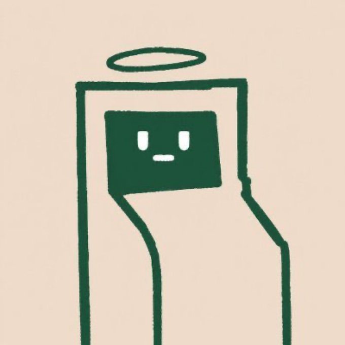 A simple illustration shows a green, robotic-looking figure with a halo above its head and a small smiling face on a rectangular body, evoking an angelic or saintly AI character. The image likely represents an AI bot or angel-themed crypto project ("GTD") being promoted in the post, where the halo symbolizes good fortune or luck for participants.