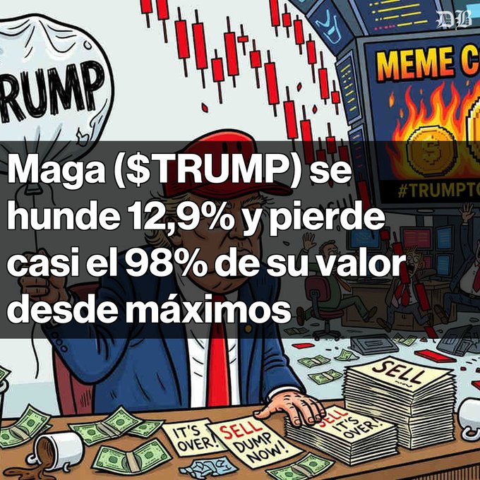 The image is of an advertisement featuring a cartoon man wearing a red hat sitting at a desk surrounded by stacks of money, signifying he's dealing with large amounts of cash or perhaps a significant monetary issue. The text in the ad suggests that someone like Donald Trump might be involved. This information could potentially lead viewers to believe this situation is related to him. The focus on Donald Trump and his actions adds to the overall message of the advertisement.
