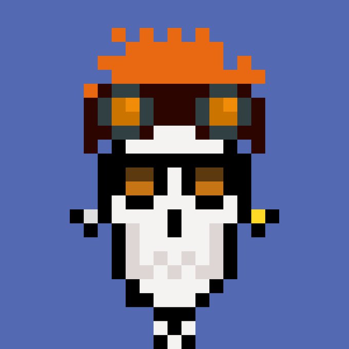 A retro 8-bit style pixel art character with orange hair, goggles, and a white outfit stands against a blue background, likely serving as a mascot or NFT avatar for the $DERP cryptocurrency mentioned in the post.