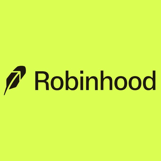 The Robinhood logo featuring a black feather icon and the word 'Robinhood' on a bright lime green background.