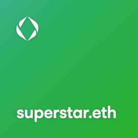 A green graphic displaying the text 'superstar.eth' alongside a white logo at the top.