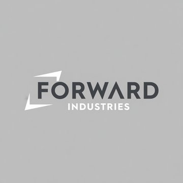 A minimalist logo for "Forward Industries" displayed in white text on a light gray background, featuring stylized geometric accents around the company name. The image represents Forward Industries ($FWDI), the largest publicly traded Solana treasury company, which now holds 7.55 million SOL valued at over $576 million and was recently added to the Russell 2000 and Russell 3000 indexes.