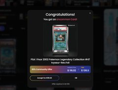 The image shows a "Congratulations!" screen from Renaiss.xyz displaying a PSA 10 Mint 9 Legendary Collection #47 Popular Mewtwo card pull. The captioned post confirms this is part of a "Daily Vlogger Day10" challenge, noting the pack opening cost 88U with a 51U buyback, resulting in a -37U loss and a cumulative -42U wear from the activity.