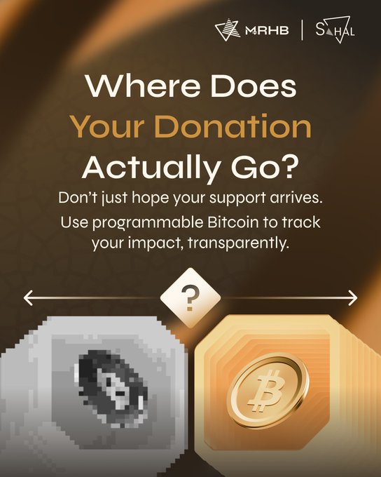 An advertisement for MRHB and SAHAL asking "Where Does Your Donation Actually Go?" and featuring a pixelated coin with a dollar sign alongside a gold Bitcoin.