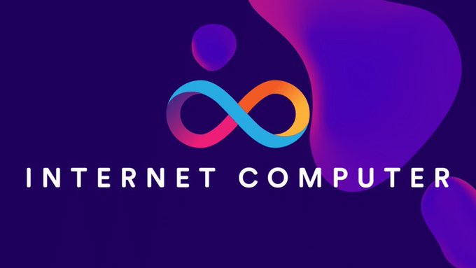 A graphic with a purple background displaying a colorful infinity symbol logo and the text 'INTERNET COMPUTER' in white letters.